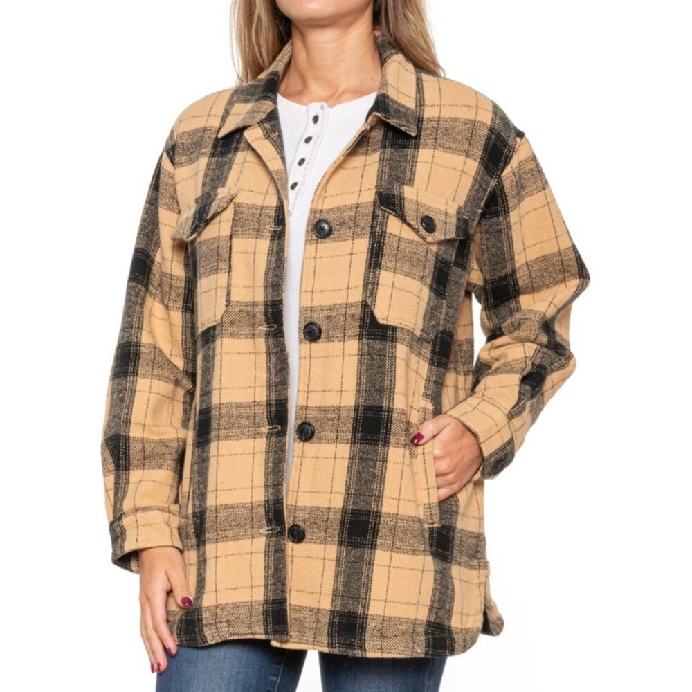 Lucky Brand Black & Yellow Plaid Utility Jacket